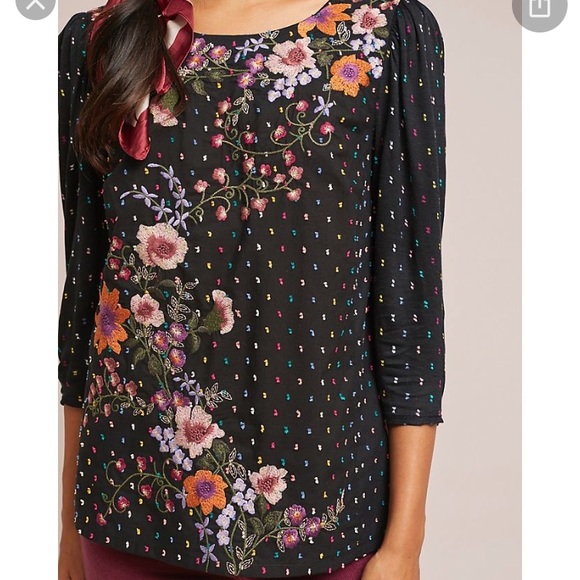 Anthropologie One Sept Blanche Embroidered Top - Picture 2 of 11